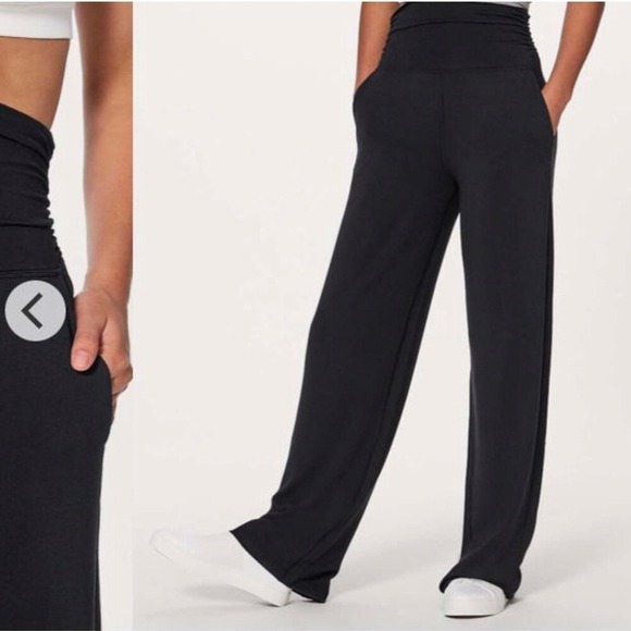 lululemon athletica Pants - Lululemon RARE‎ Take It Easy High Waisted Black Leggings Size 2 Active Wide Leg